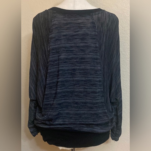 Democracy Striped Rauched Sleeves Black Grey Pockets L - Picture 10 of 10